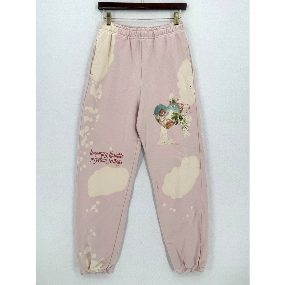 Boys Lie Perpetual Feelings Pink Tie Dye Cherub Graphic Jogger Sweatpants Sz M